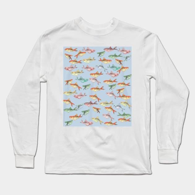 Cute Fish - colorful illustration Long Sleeve T-Shirt by Window House